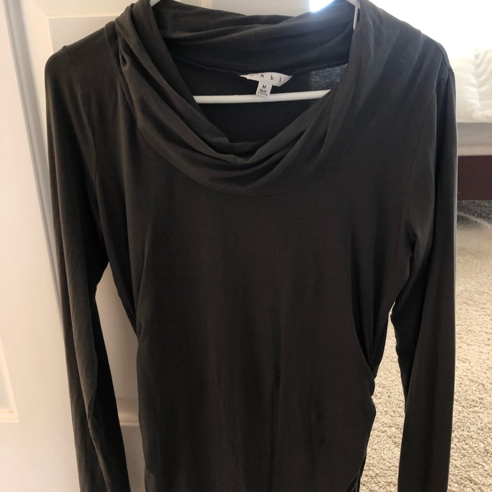 CAbi Cowl Neck Top (Size Medium), Color: Olive Green